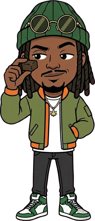Marley examine un morceau de résine CBD