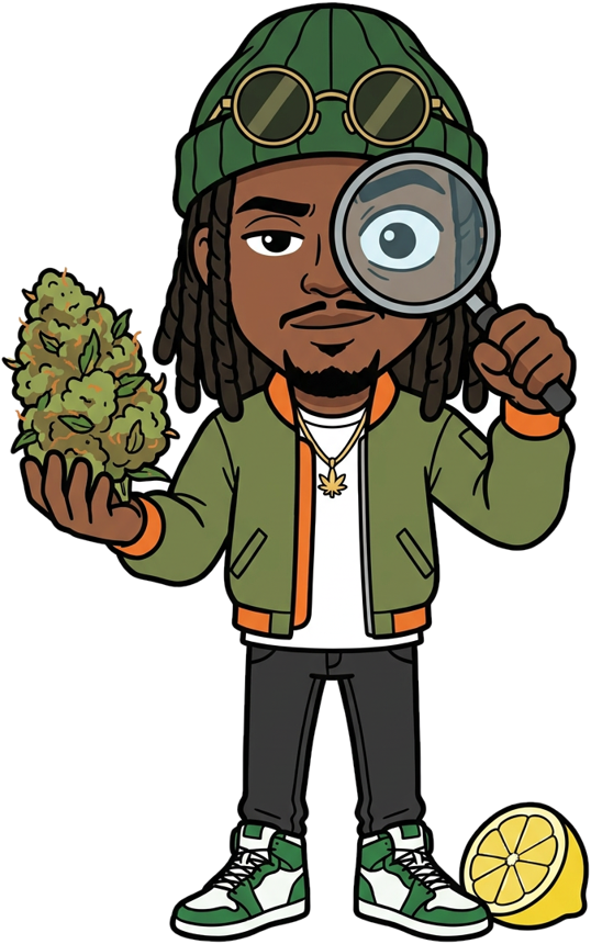 Marley inspecte une fleur à la loupe